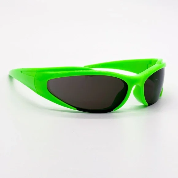 NEW BALENCIAGA BB0253S 005 OVAL GREEN GREY UNISEX SUNGLASSES BALENCIAGA